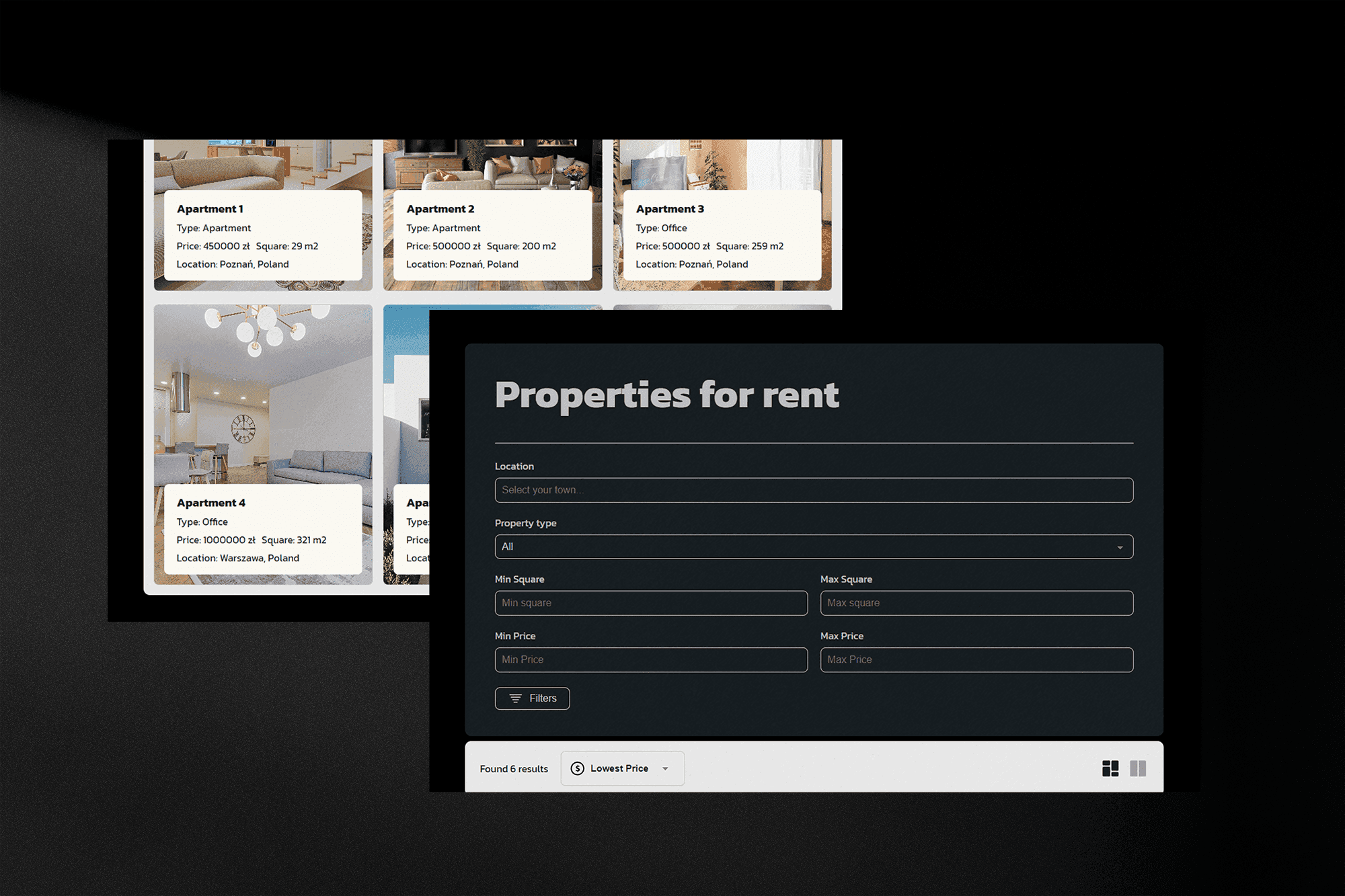 Rent search mockup